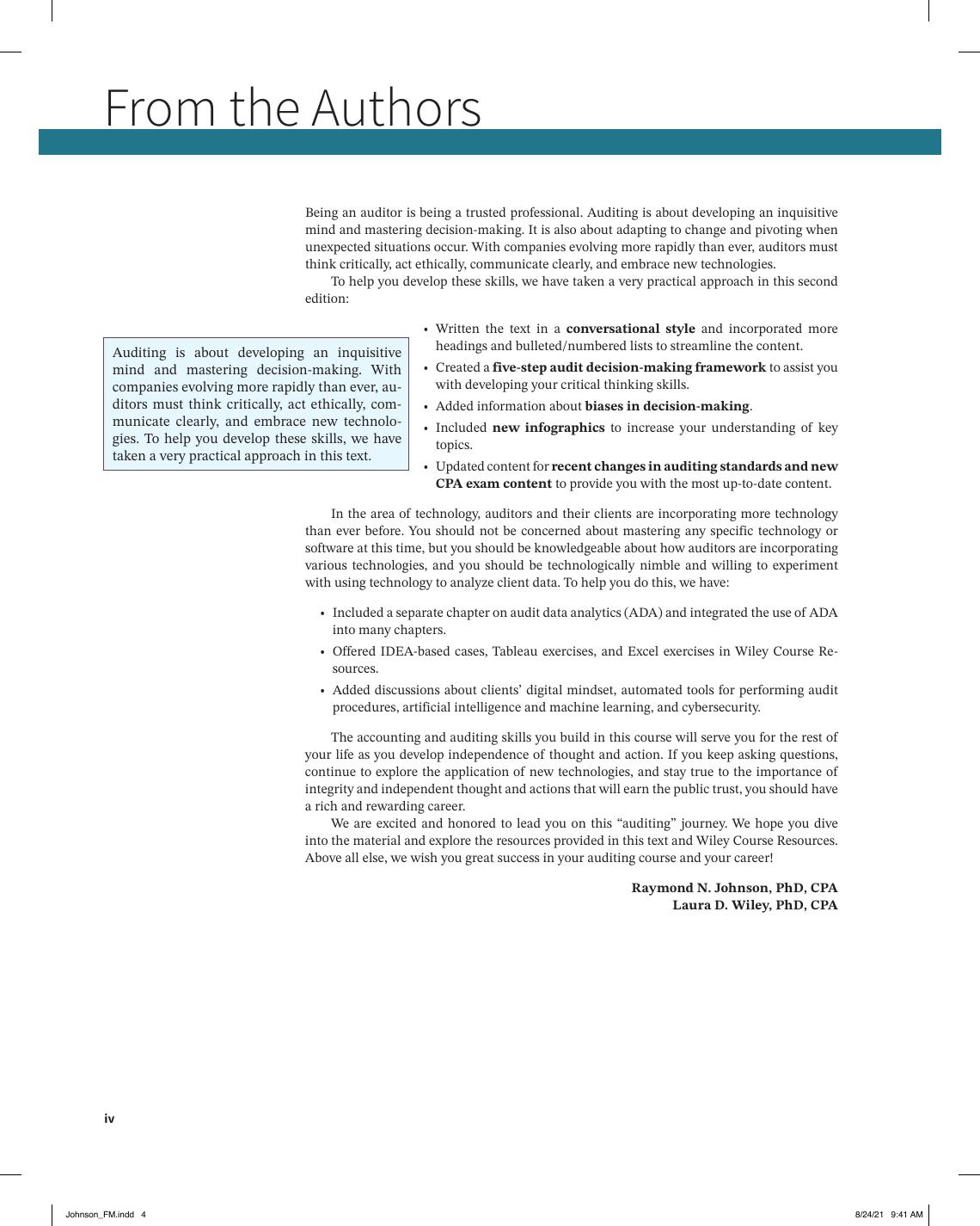 Preview page 5 of Auditing A Practical Approach with Data Analytic, 2nd Edition By Raymond Johnson, Laura Wiley eBook PDF