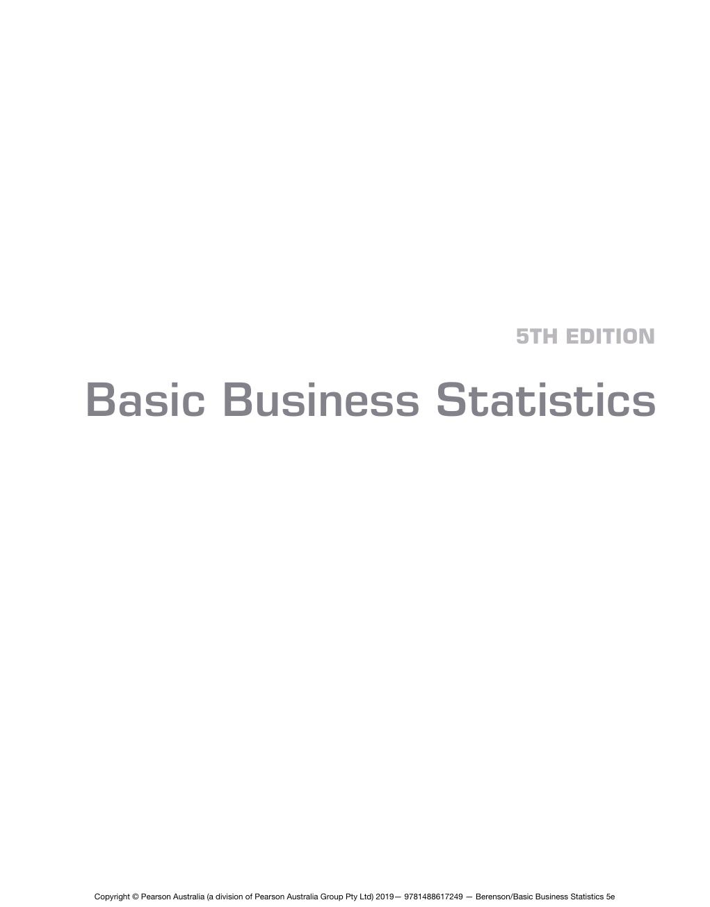 Preview page 2 of Basic Business Statistics Concepts and applications, 5th Edition By Mark Berenson, David Levine, Kathryn Szabat, Judith