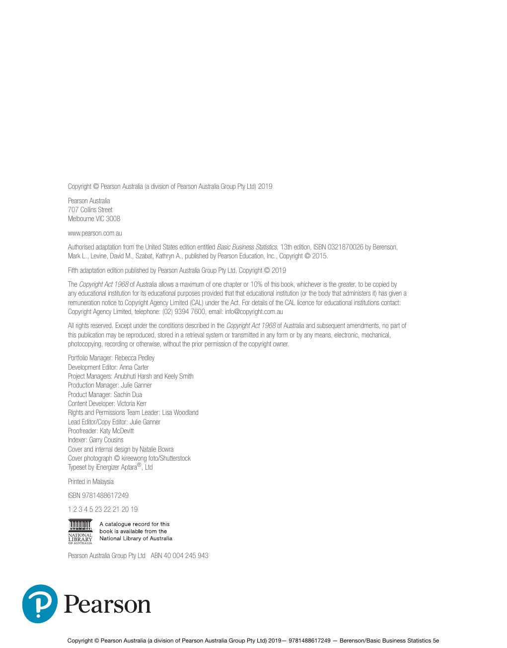 Preview page 5 of Basic Business Statistics Concepts and applications, 5th Edition By Mark Berenson, David Levine, Kathryn Szabat, Judith
