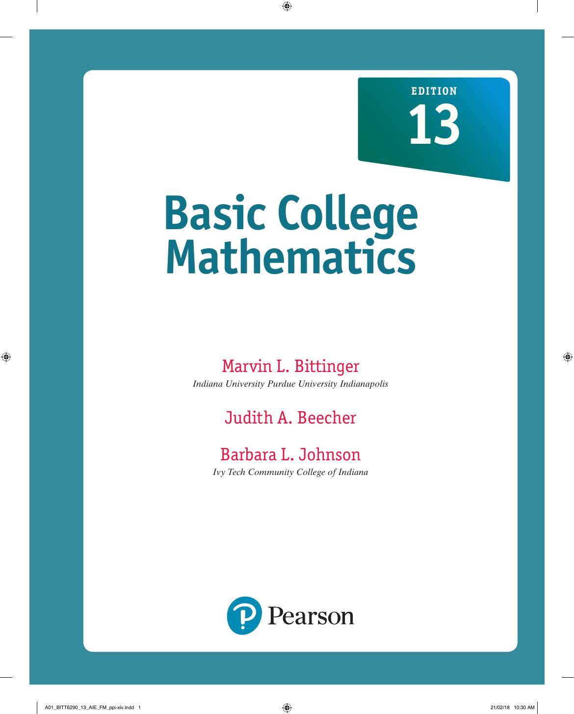 Preview page 3 of Basic college Mathematics 13th Edition By Judith Beecher, Marvin Bittinger, Barbara Johnson eBook PDF
