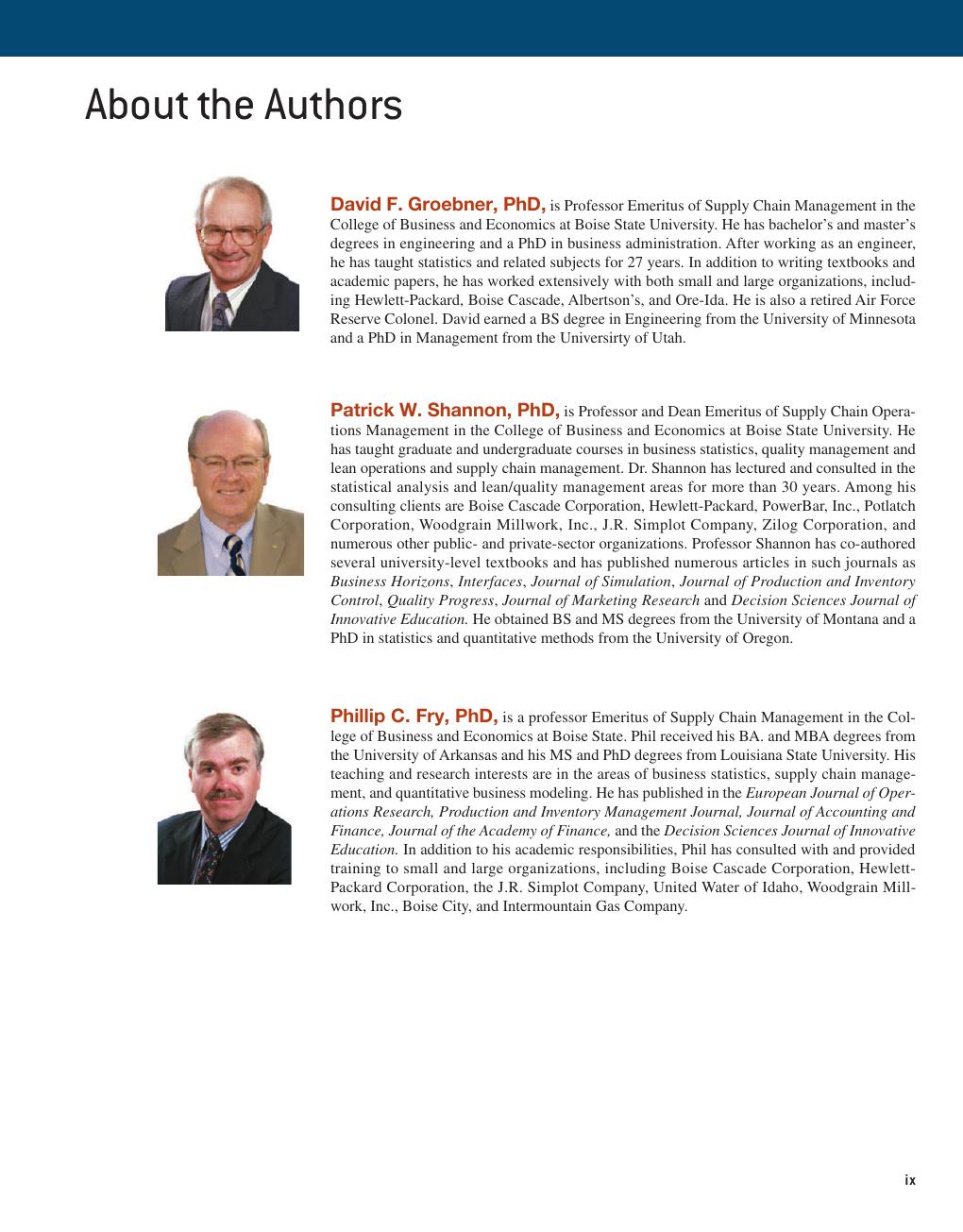 Preview page 7 of Business Statistics A Decision Making Approach 11th Edition By David Groebner, Patrick Shannon, Phillip Fry ISBN: 978013