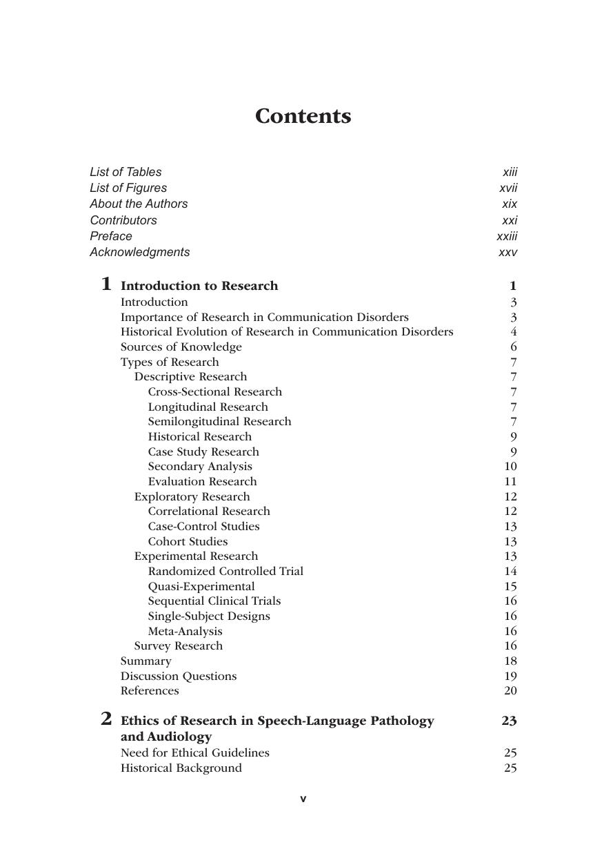 Preview page 5 of Clinical Research Methods in Speech-Language Pathology and Audiology 4th Edition By David Irwin, Jeremy Donai ISBN: 9781