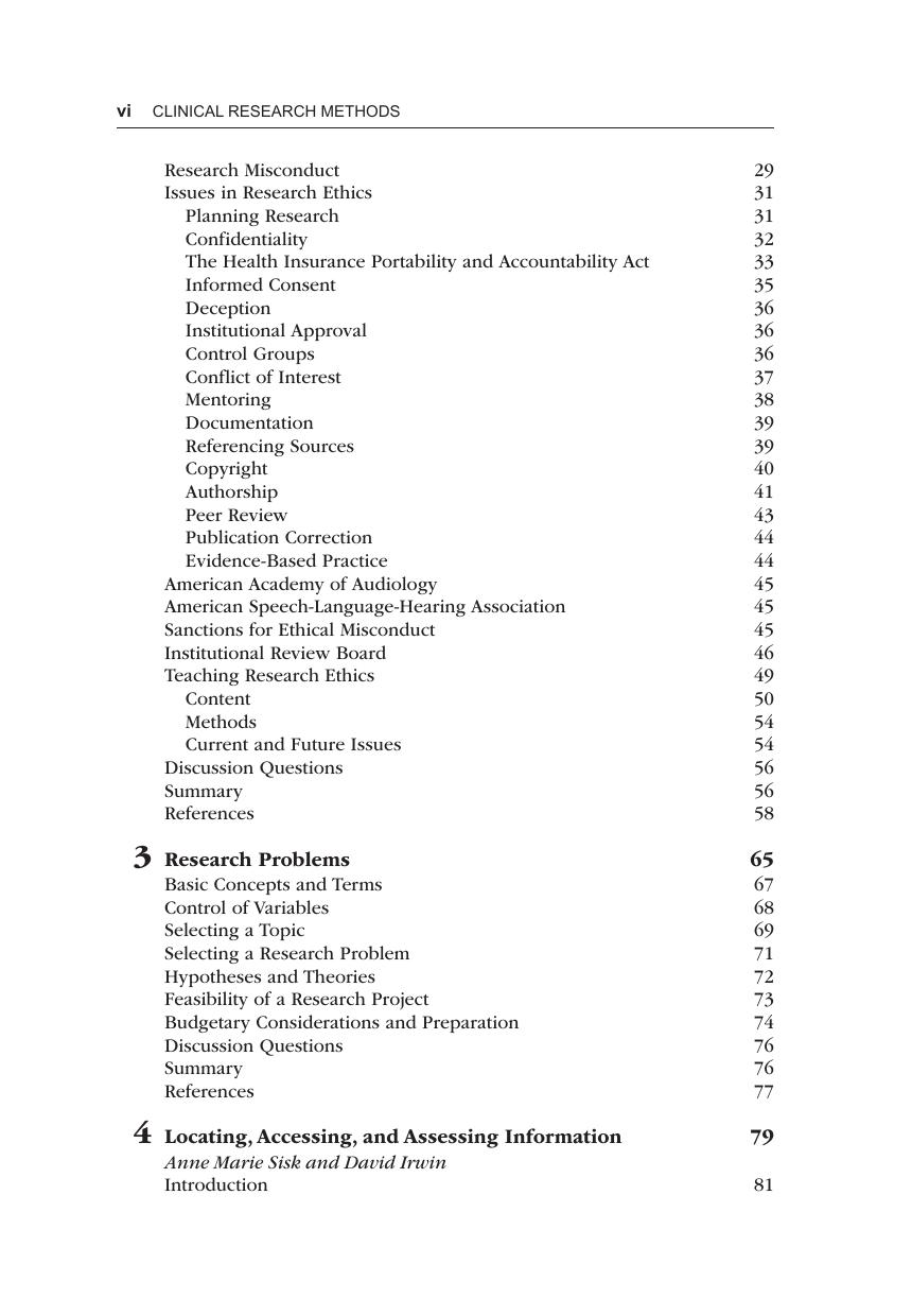 Preview page 6 of Clinical Research Methods in Speech-Language Pathology and Audiology 4th Edition By David Irwin, Jeremy Donai ISBN: 9781