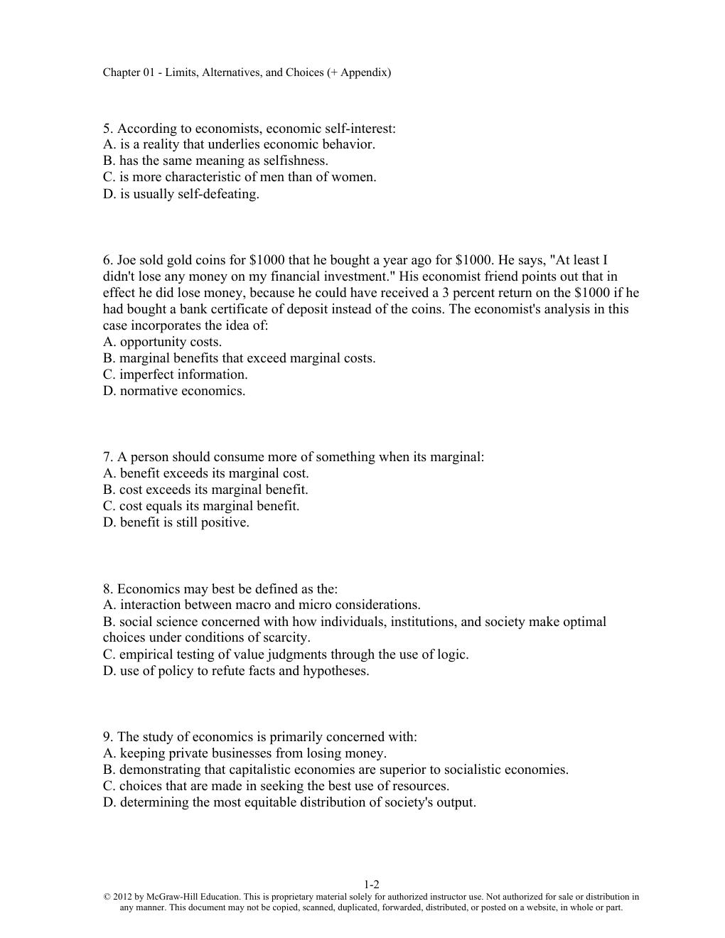 Preview page 2 of Test Bank Economics: Principles, Problems, and Policies, 19th Edition McConnell