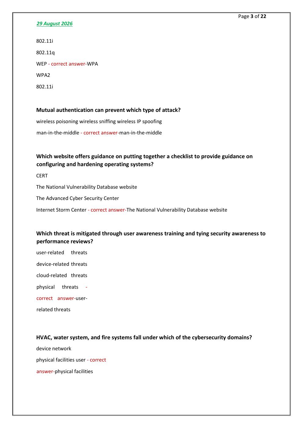 Preview page 3 of Cybersecurity Essentials Test FINAL Exam 100  comprehensive questions | FREQUENTLY MOST TESTED  QUESTIONS AND VERIFIED S