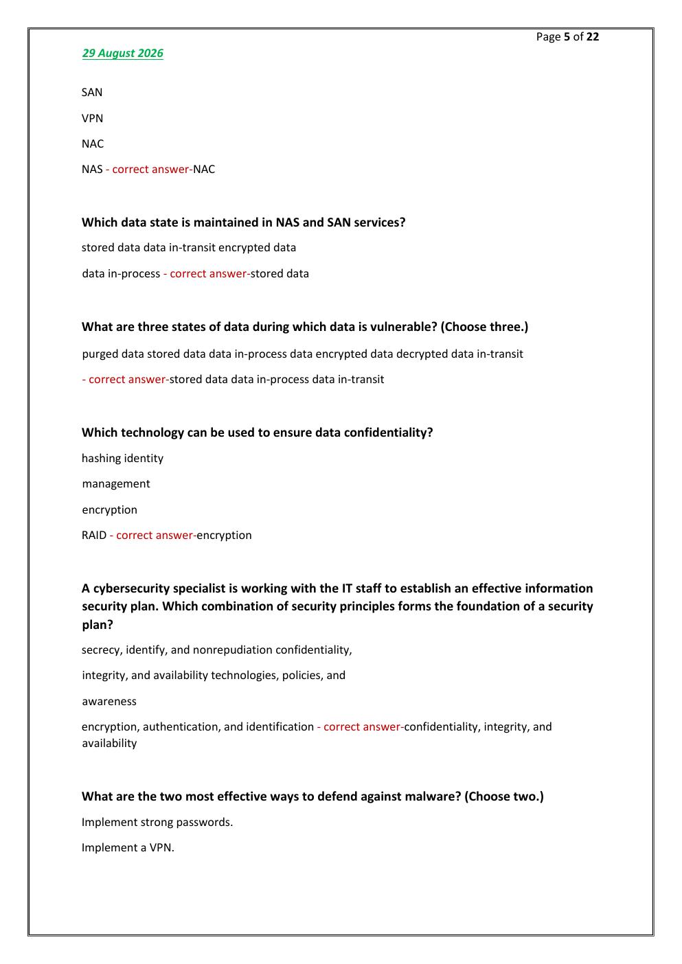 Preview page 5 of Cybersecurity Essentials Test FINAL Exam 100  comprehensive questions | FREQUENTLY MOST TESTED  QUESTIONS AND VERIFIED S