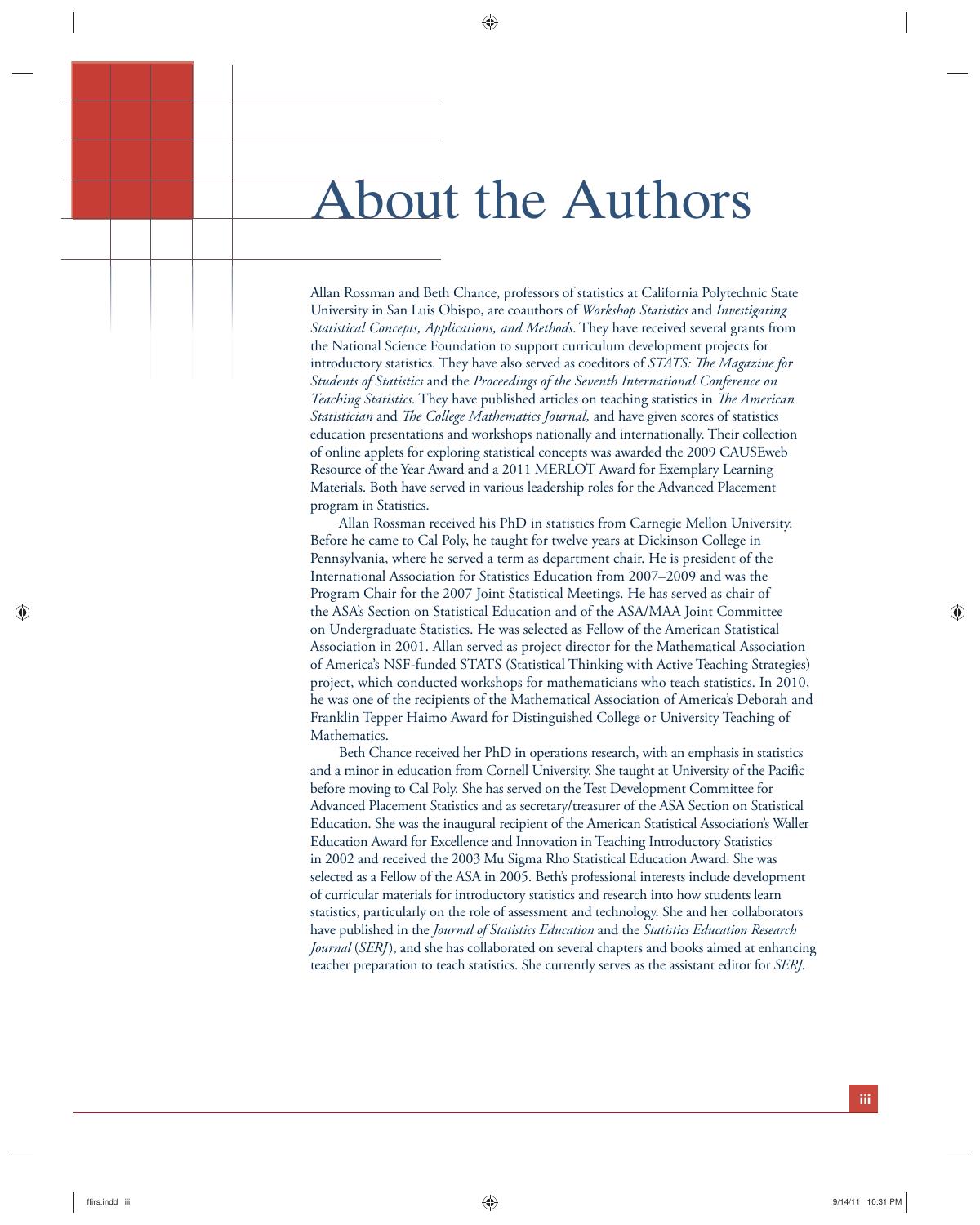 Preview page 6 of eBook Workshop Statistics Discovery with Data 4th Edition By Allan J. Rossman, Beth L. Chance