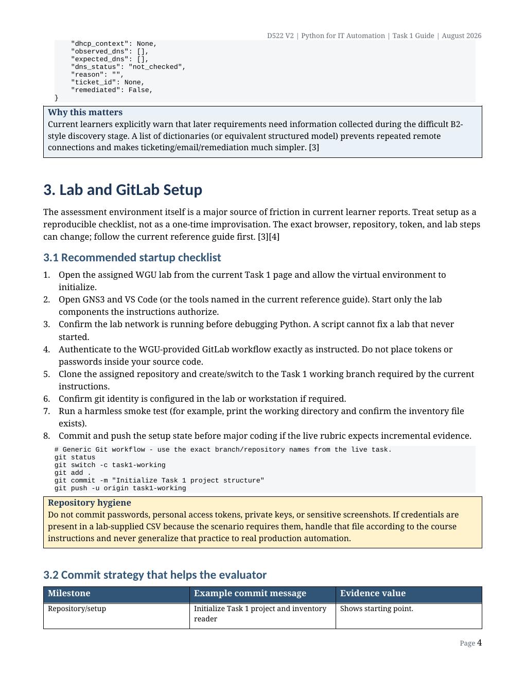 Preview page 4 of WGU D522 V2 Task 1 Performance Assessment | Complete Python IT Automation Guide, Network Discovery, DNS, GitLab, API, Tr