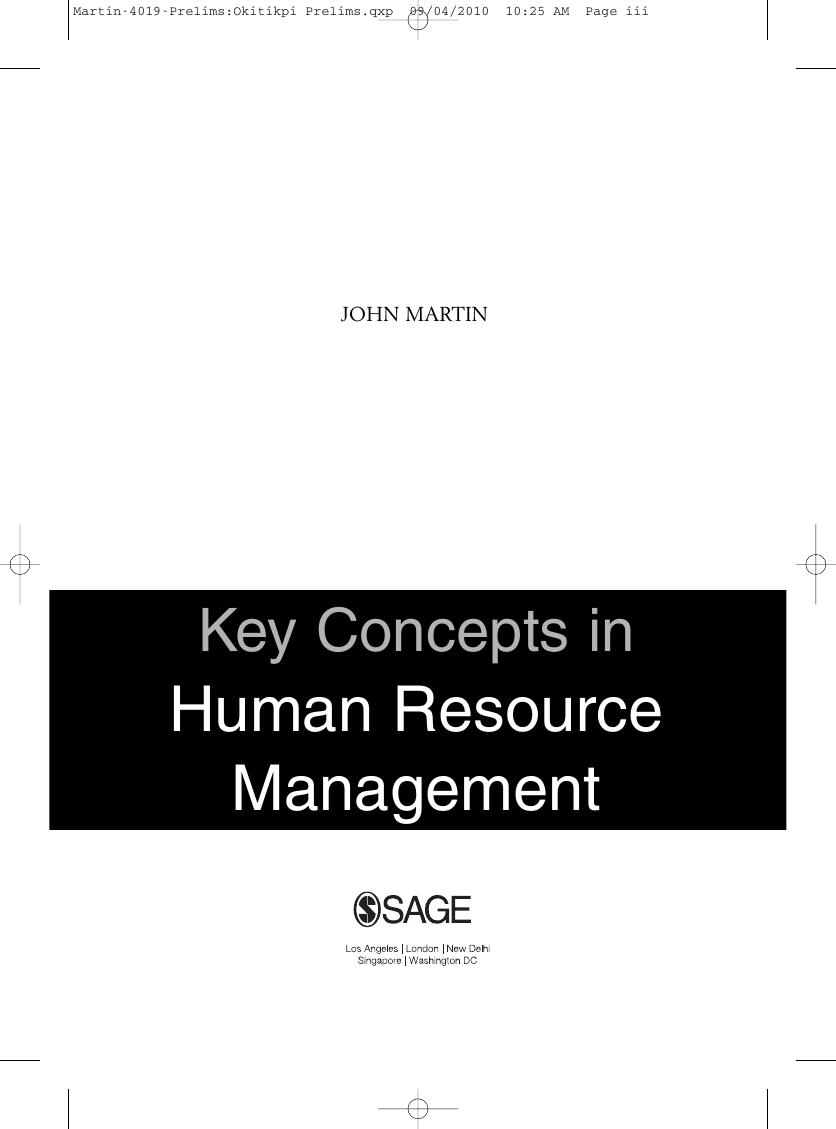 Preview page 4 of Key Concepts in Human Resource Management By John Martin