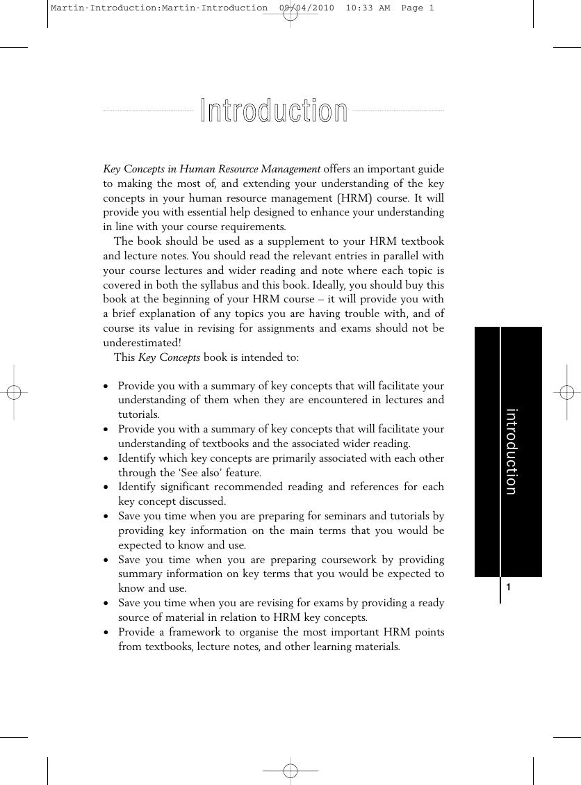 Preview page 10 of Key Concepts in Human Resource Management By John Martin