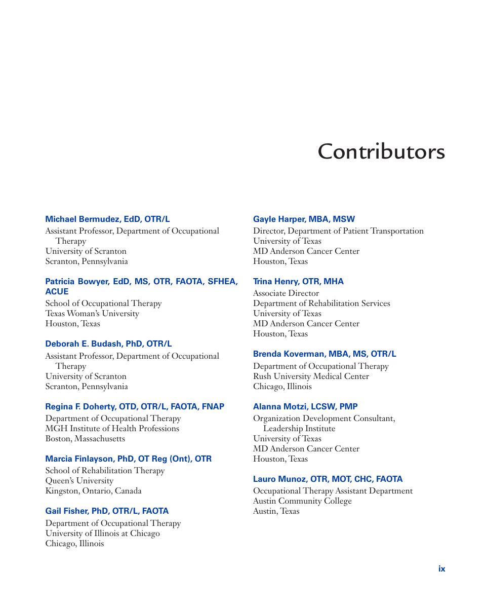 Preview page 8 of Leading & Managing Occupational Therapy Services An Evidence-Based Approach 3rd Edition By Brent Braveman ISBN: 97817196