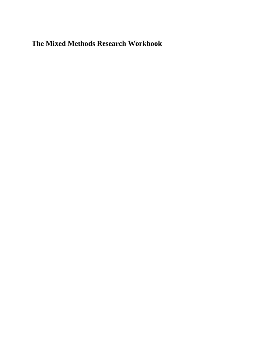 Preview page 2 of The Mixed Methods Research Workbook By Michael D. Fetters