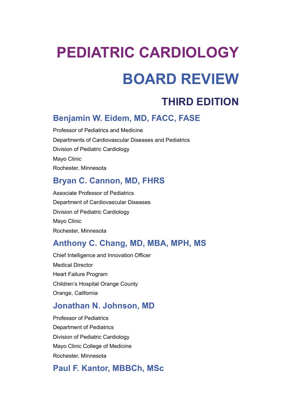 Preview page 2 of Pediatric Cardiology Board Review 3rd Edition By Benjamin, Bryan, Anthony, Johnson, Kantor, Robert eBook PDF