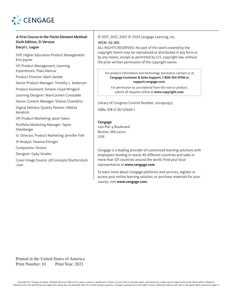Preview page 7 of A First Course in the Finite Element Method Enhanced 6th Edition SI Version By Daryl L. Logan eBook PDF