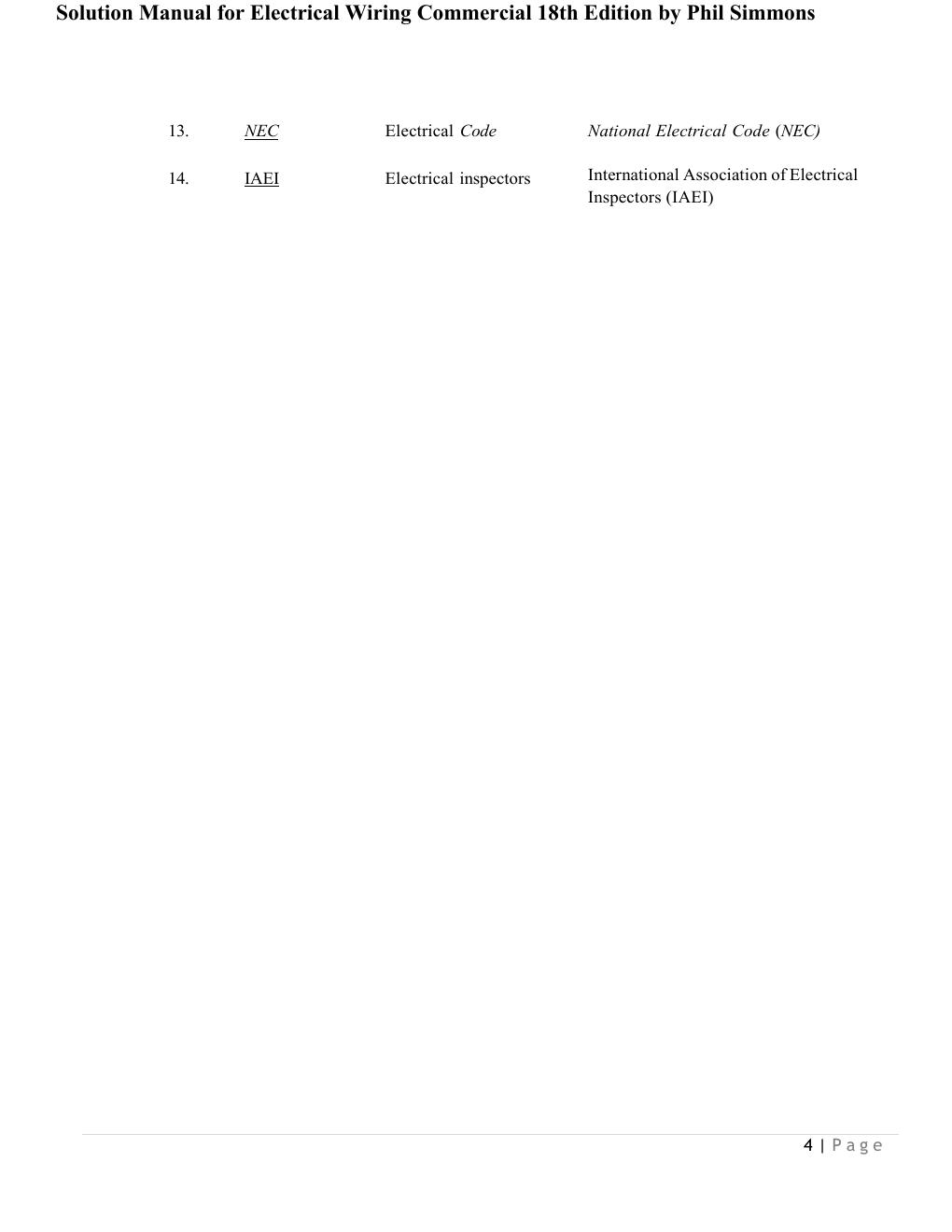 Preview page 4 of Complete Solution Manual for Electrical Wiring Commercial 18th Edition by Phil Simmons All Chapters Covered 1-22! ALREAD
