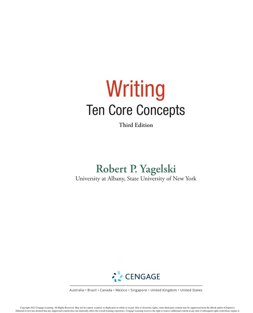 Preview page 4 of eBook Writing  Ten Core Concepts 3rd Edition By Robert Yagelski