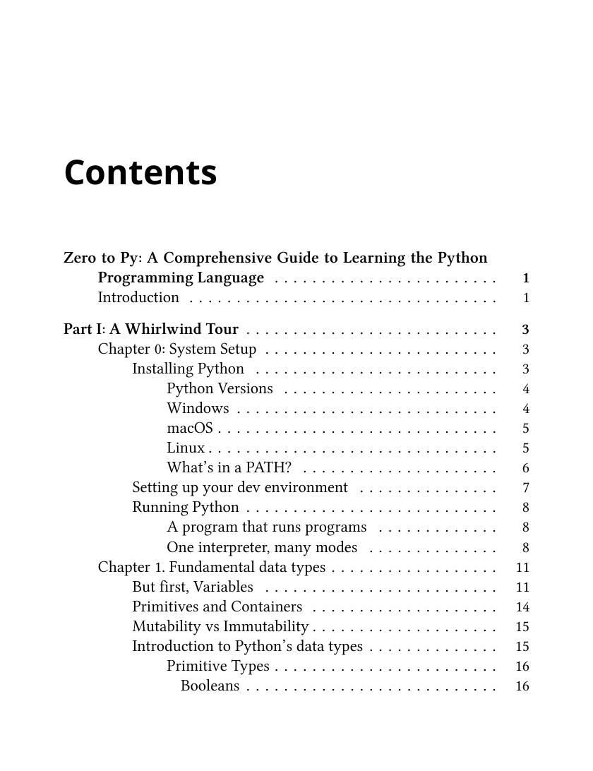 Preview page 3 of eBook Zero to Py A Comprehensive Guide to Learning the Python Programming Language By Michael Green