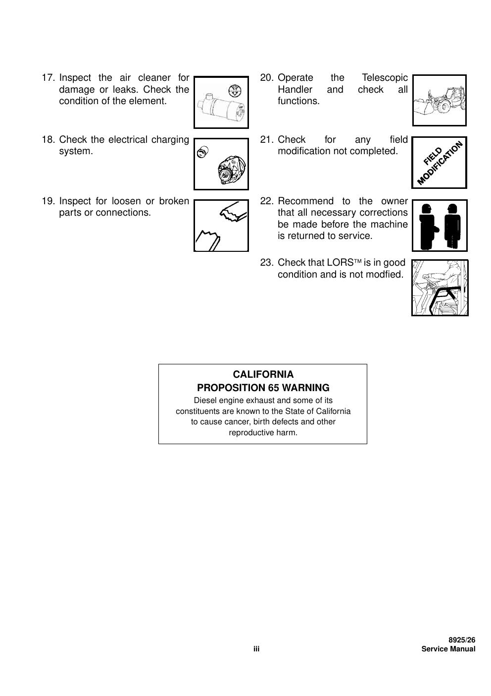 Preview page 4 of Massey Ferguson Telescopic Handler 8925 Service Manual