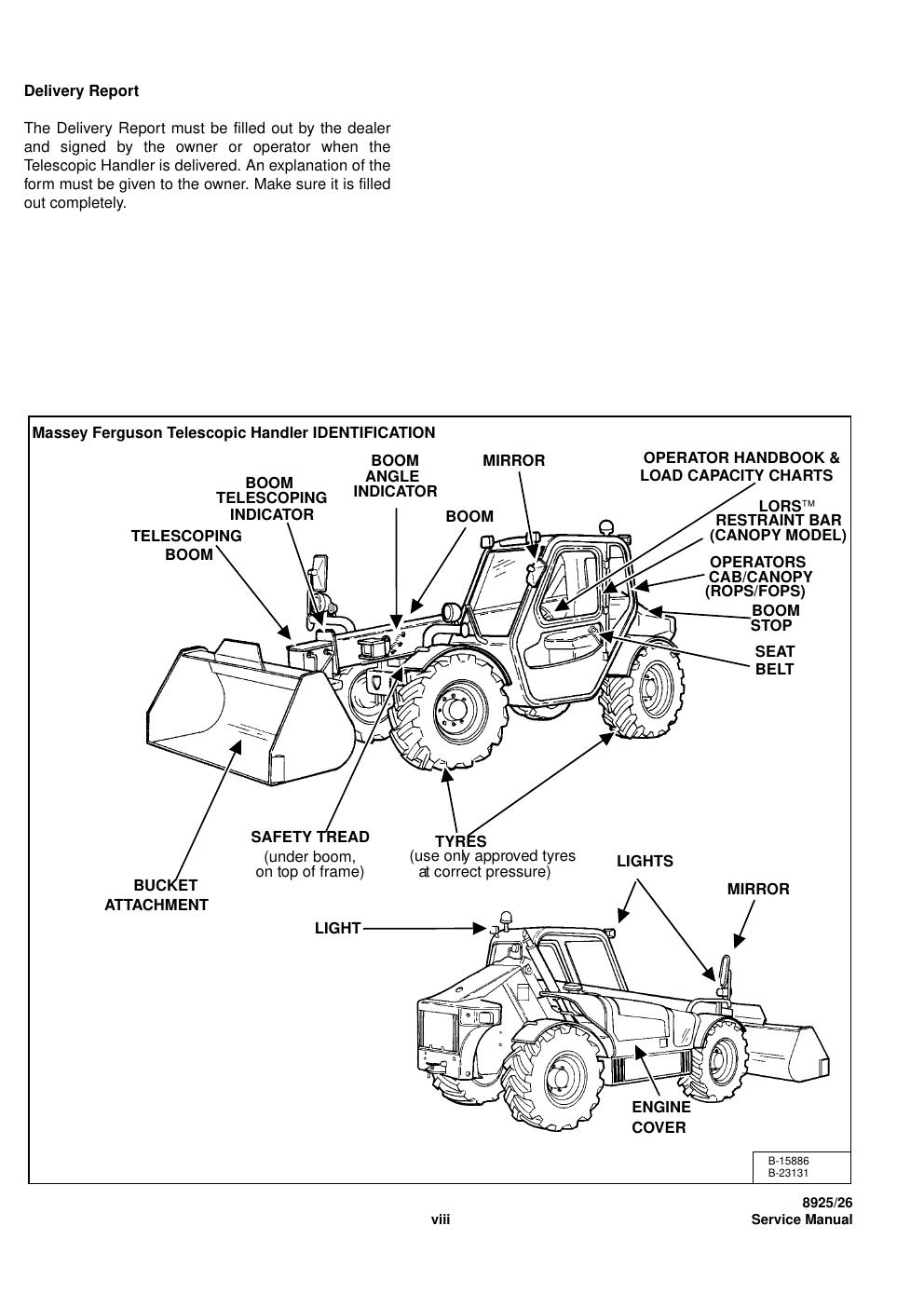 Preview page 9 of Massey Ferguson Telescopic Handler 8925 Service Manual