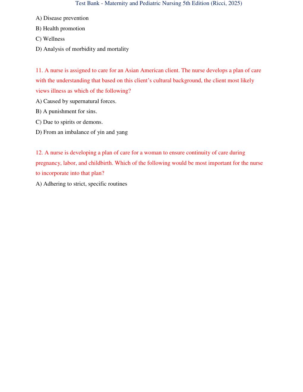 Preview page 7 of Test Bank for Maternity and Pediatric Nursing 5th Edition