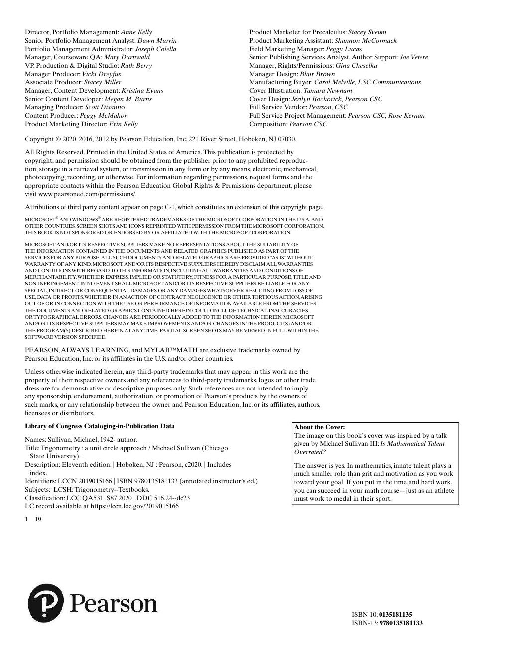 Preview page 8 of Trigonometry A Unit Circle Approach 11th Edition By Michael Sullivan ISBN-13: 9780135181133