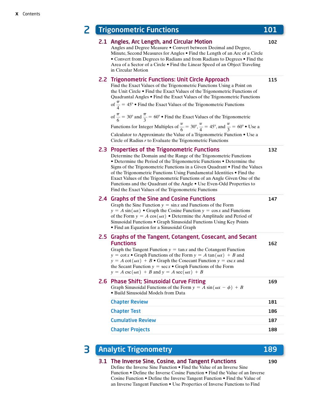 Preview page 10 of Trigonometry A Unit Circle Approach 11th Edition By Michael Sullivan ISBN-13: 9780135181133