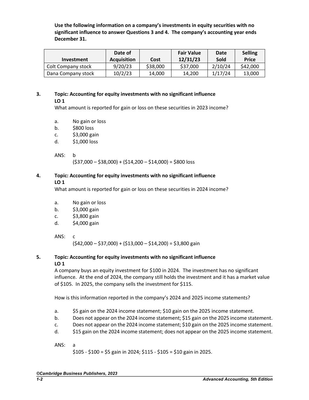 Preview page 3 of Advanced Accounting, 5th Edition by Susan Hamlen  TEST BANK