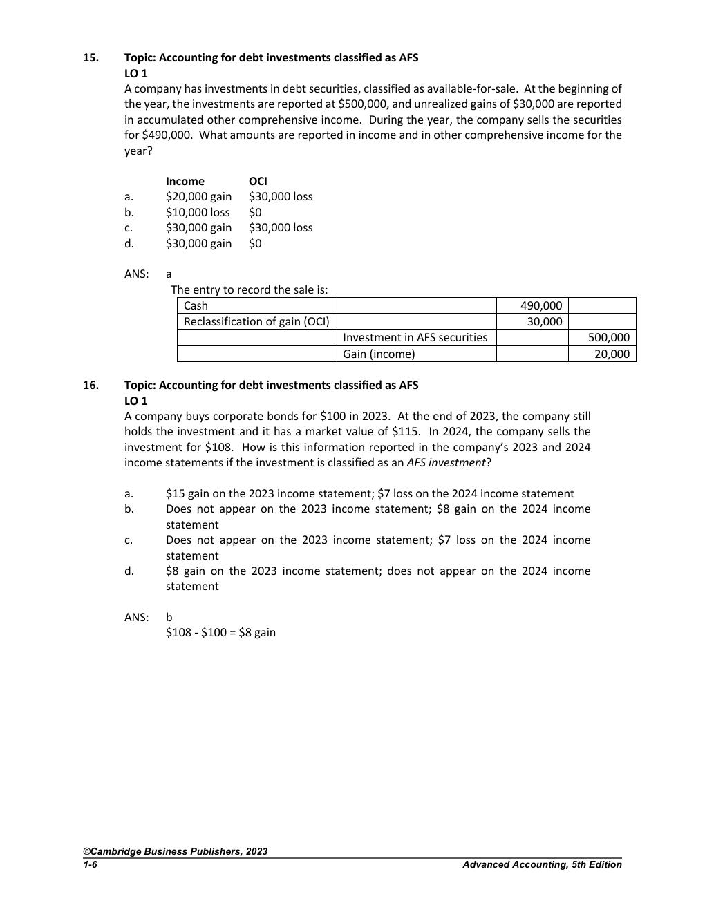Preview page 7 of Advanced Accounting, 5th Edition by Susan Hamlen  TEST BANK