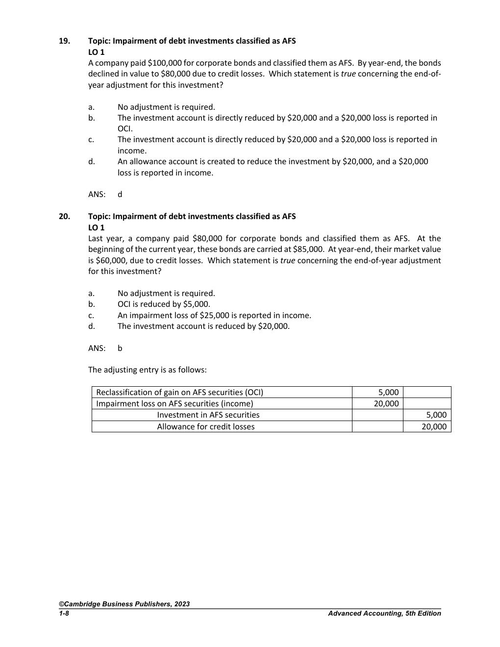 Preview page 9 of Advanced Accounting, 5th Edition by Susan Hamlen  TEST BANK