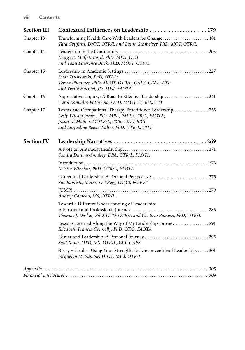 Preview page 9 of An Occupational Perspective on Leadership Theoratical and Practical Dimentions 3rd Edition By Sandra Dunbar-Smalley, Kri