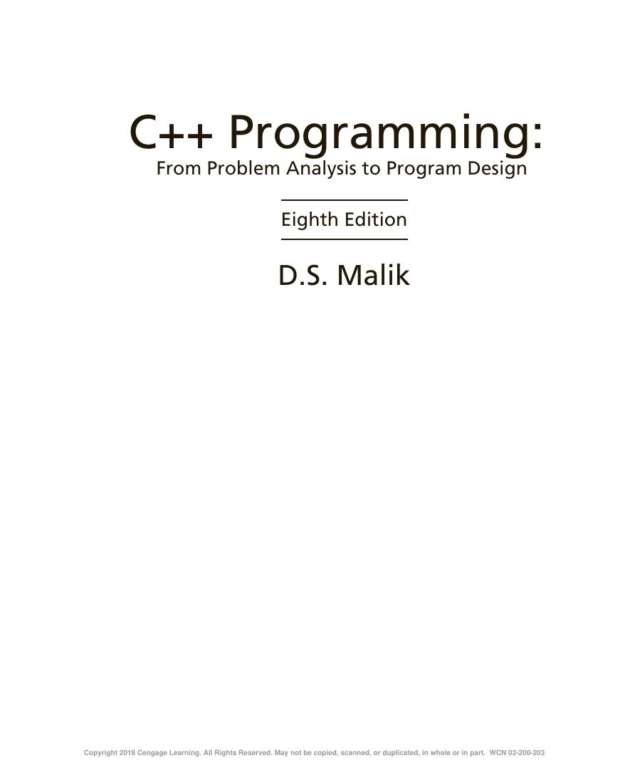 Preview page 3 of C++ Programming From Problem Analysis to Program Design 8th Edition By D.S. Malik eBook PDF