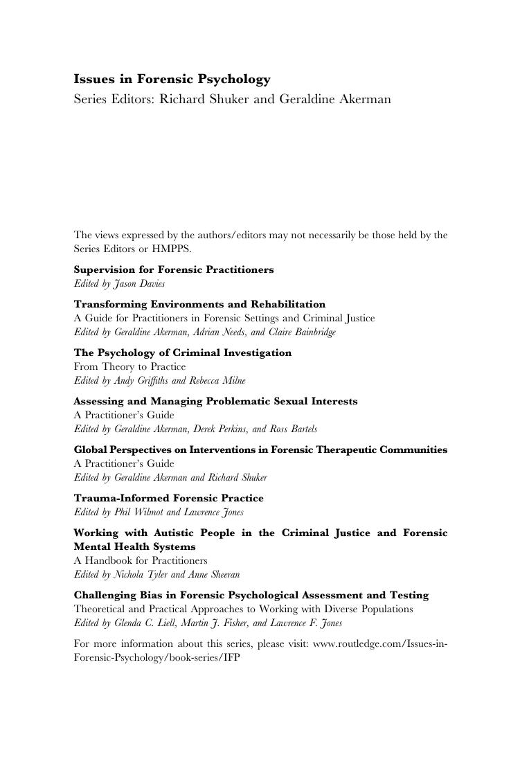 Preview page 3 of Challenging Bias in Forensic Psychological Assessment and Testing Theoretical and Practical Approaches to Working with D