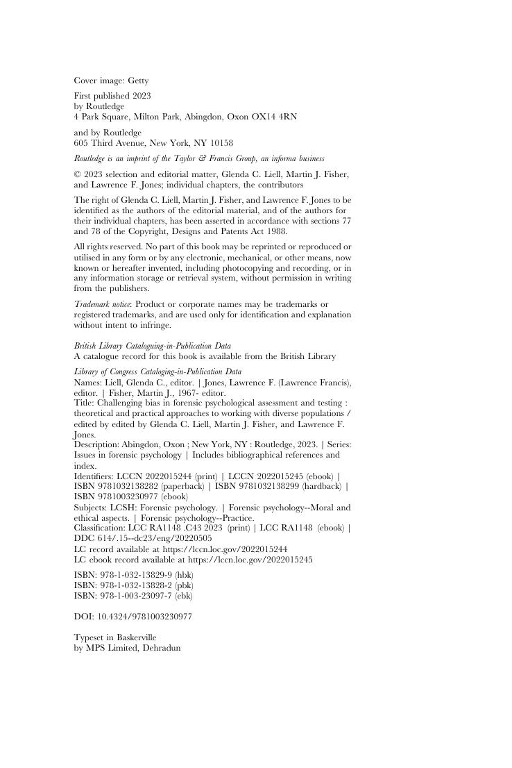 Preview page 5 of Challenging Bias in Forensic Psychological Assessment and Testing Theoretical and Practical Approaches to Working with D