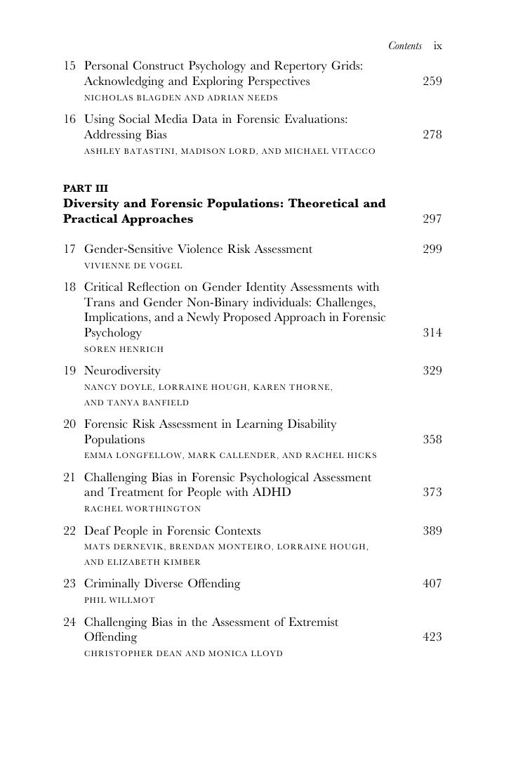 Preview page 10 of Challenging Bias in Forensic Psychological Assessment and Testing Theoretical and Practical Approaches to Working with D