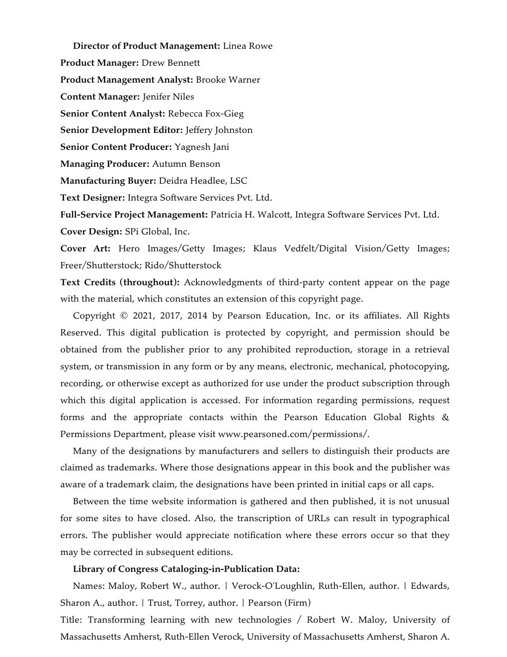Preview page 2 of Transforming Learning with New Technologies, 4e, Robert Maloy,  Ruth-Ellen Verock,  Sharon Edwards, Torrey Trust eBook