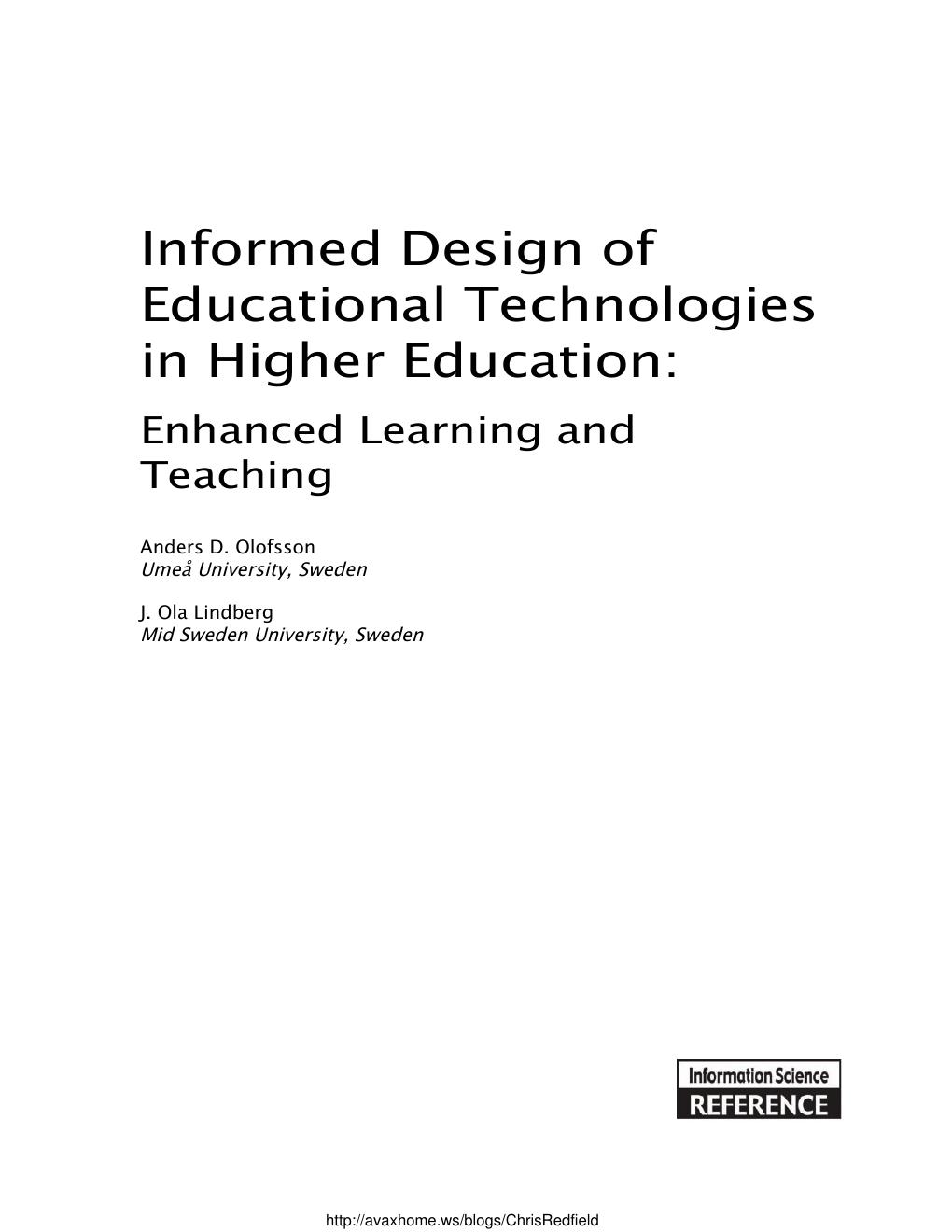 Preview page 2 of Informed Design of Educational Technologies in Higher Education Enhanced Learning and Teaching By Anders D. Olofsson