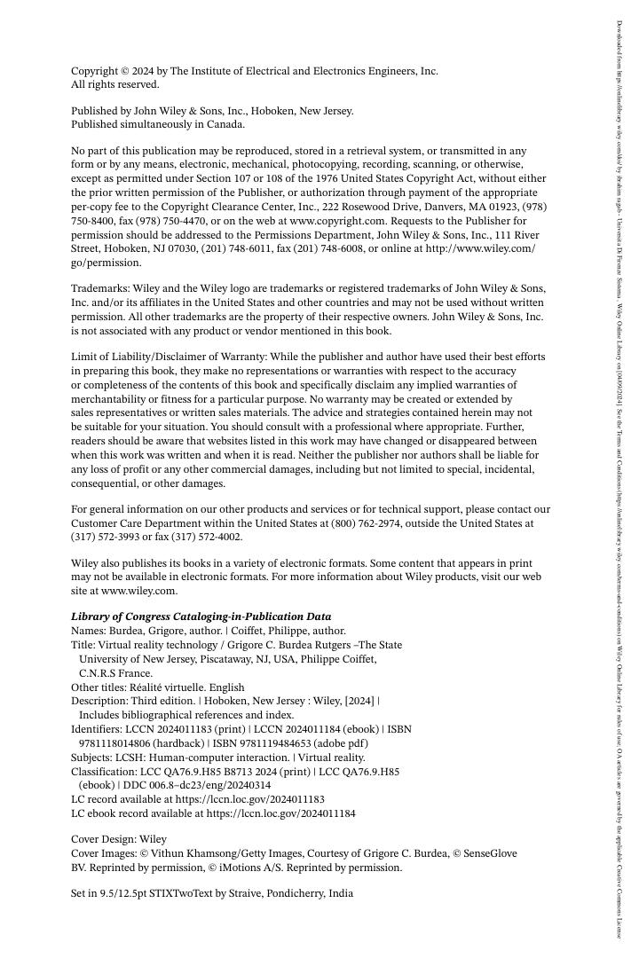 Preview page 5 of eBook Virtual Reality Technology 3rd Edition By Grigore C. Burdea , Philippe Coiffet