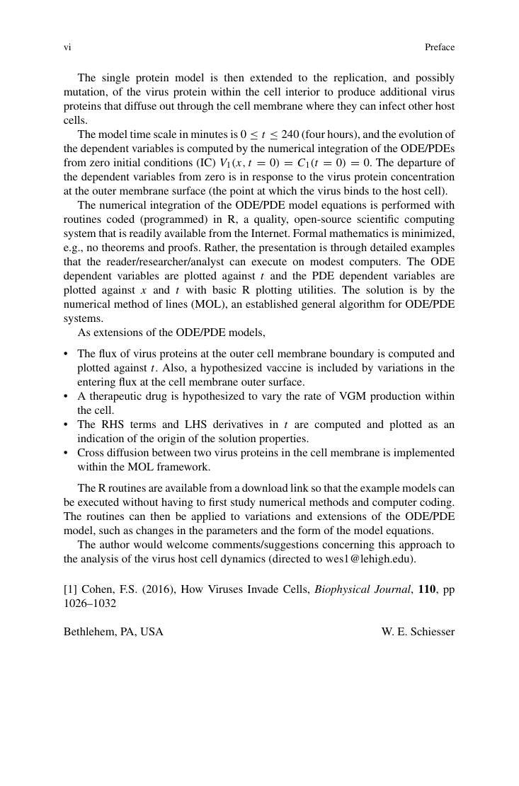 Preview page 6 of eBook Virus Host Cell Genetic Material Transport Computational ODEPDE Modeling with R 1st ed. Edition by William E. Schi