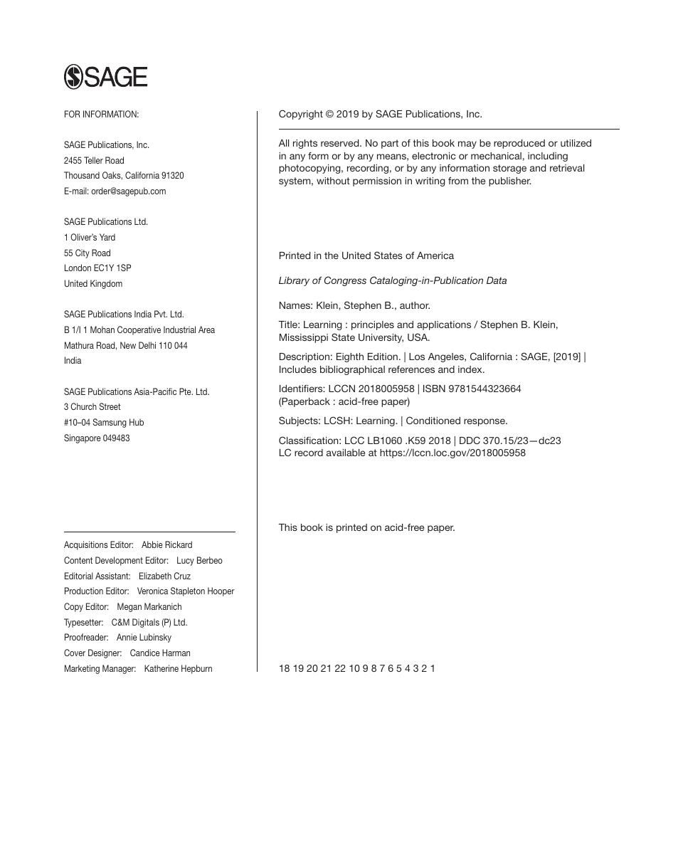 Preview page 5 of Learning Principles and Applications 8th Edition By Stephen B Klein