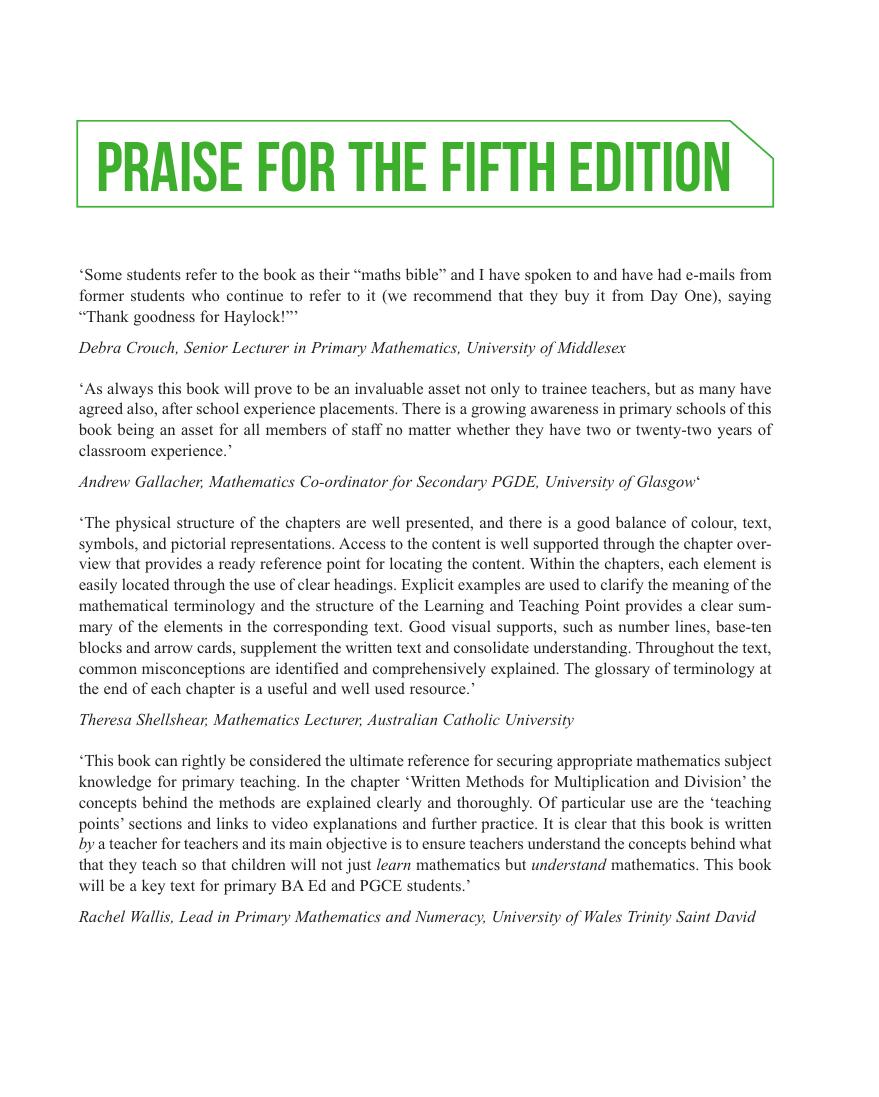 Preview page 8 of Mathematics Explained for Primary Teachers 6th Edition By Derek Haylock Ralph Manning