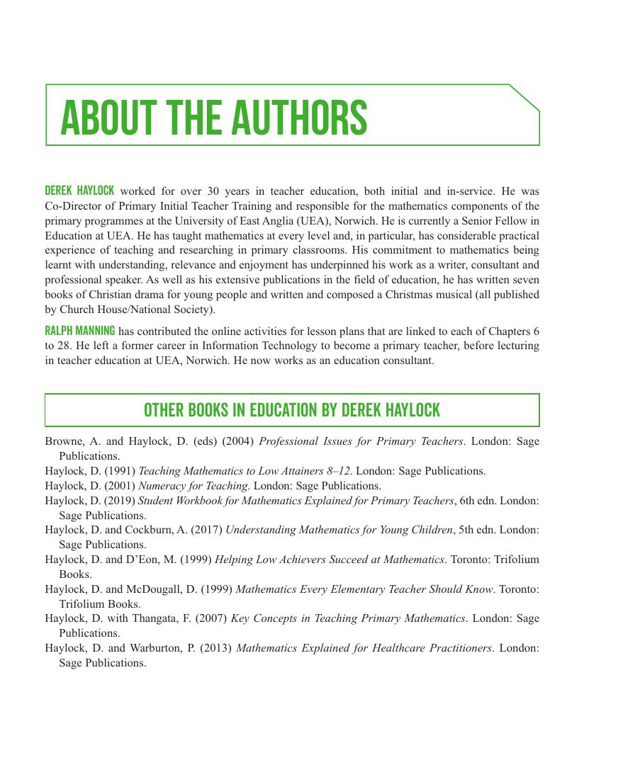 Preview page 9 of Mathematics Explained for Primary Teachers 6th Edition By Derek Haylock Ralph Manning