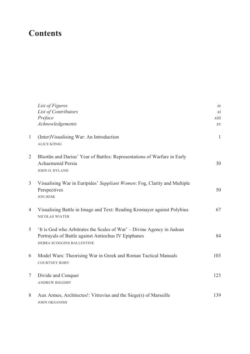 Preview page 8 of eBook Visualising War across the Ancient Mediterranean Interplay between Conflict Narratives in different Media and Genr