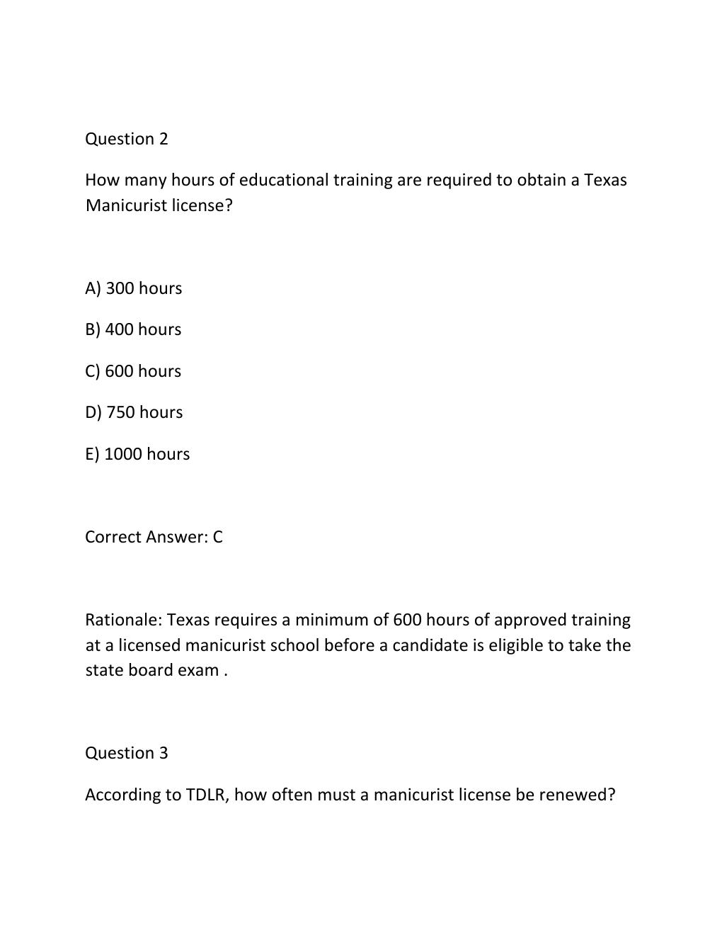 Preview page 2 of TEXAS MANICURIST WRITTEN STATE BOARD TEST Complete Practice Test Bank