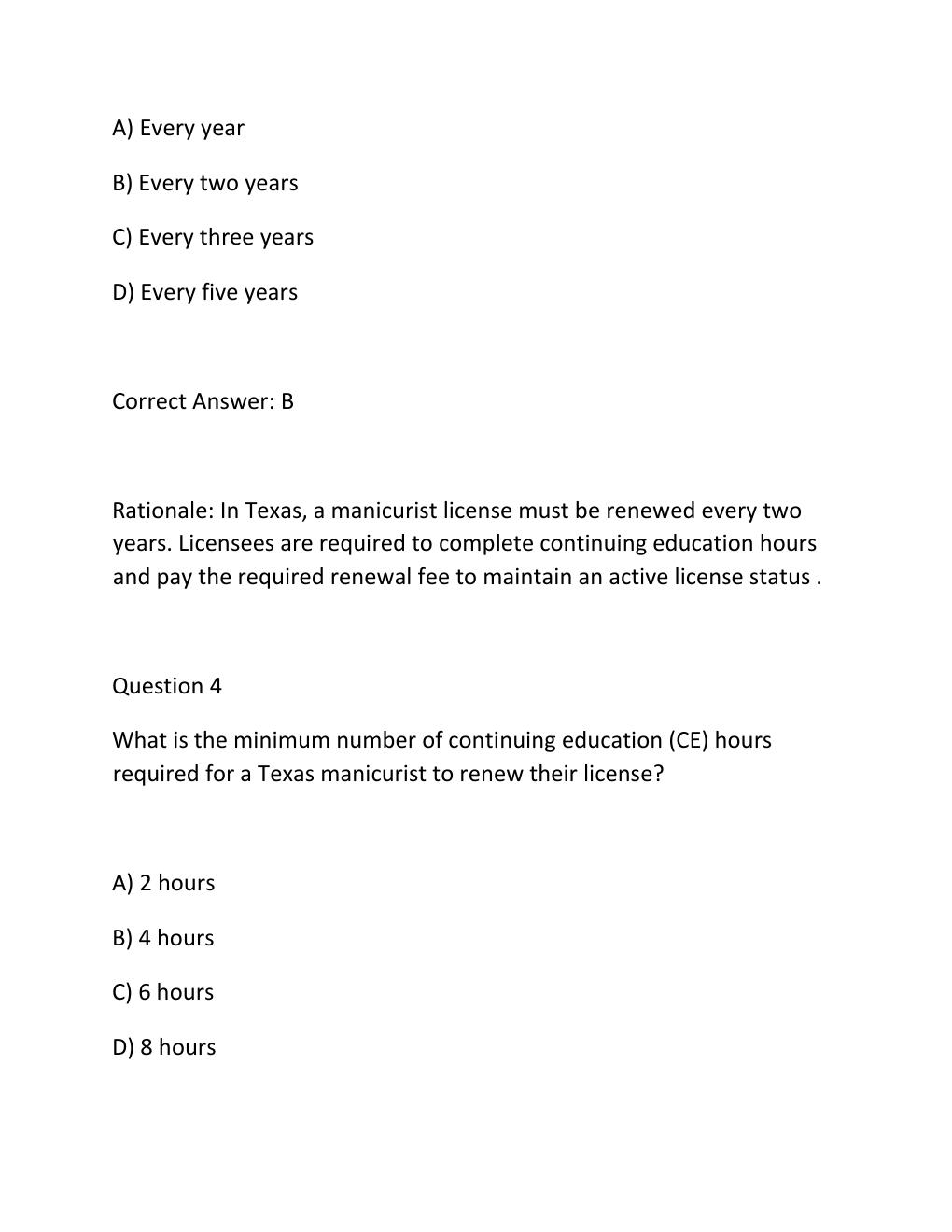 Preview page 3 of TEXAS MANICURIST WRITTEN STATE BOARD TEST Complete Practice Test Bank