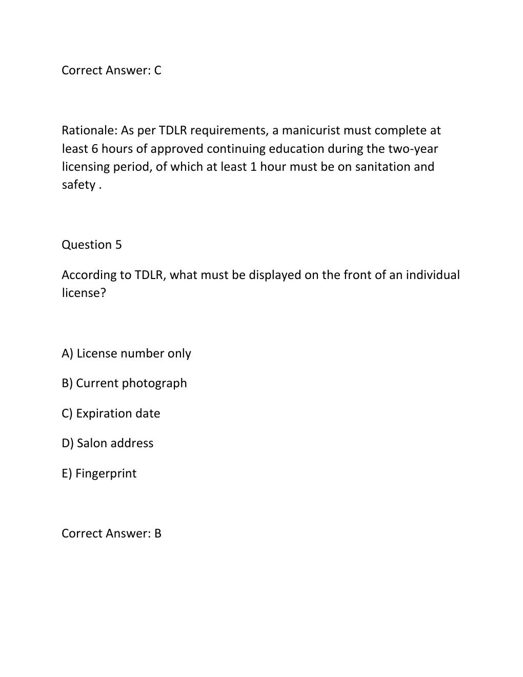 Preview page 4 of TEXAS MANICURIST WRITTEN STATE BOARD TEST Complete Practice Test Bank