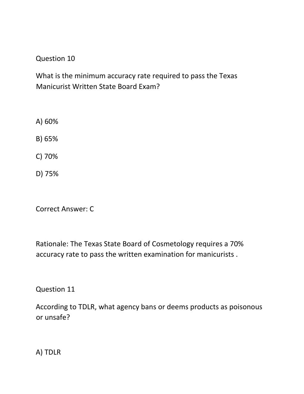 Preview page 8 of TEXAS MANICURIST WRITTEN STATE BOARD TEST Complete Practice Test Bank