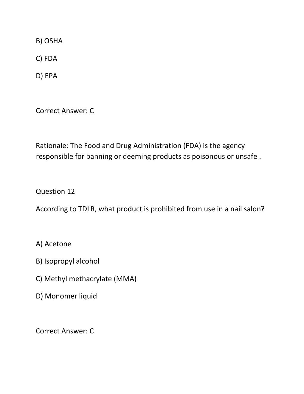 Preview page 9 of TEXAS MANICURIST WRITTEN STATE BOARD TEST Complete Practice Test Bank