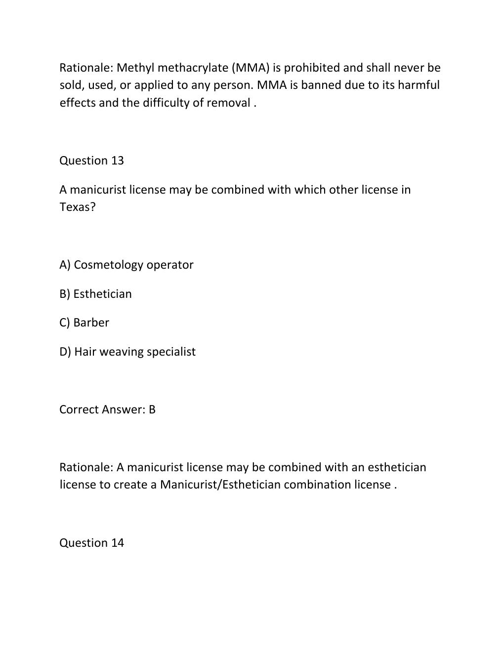 Preview page 10 of TEXAS MANICURIST WRITTEN STATE BOARD TEST Complete Practice Test Bank