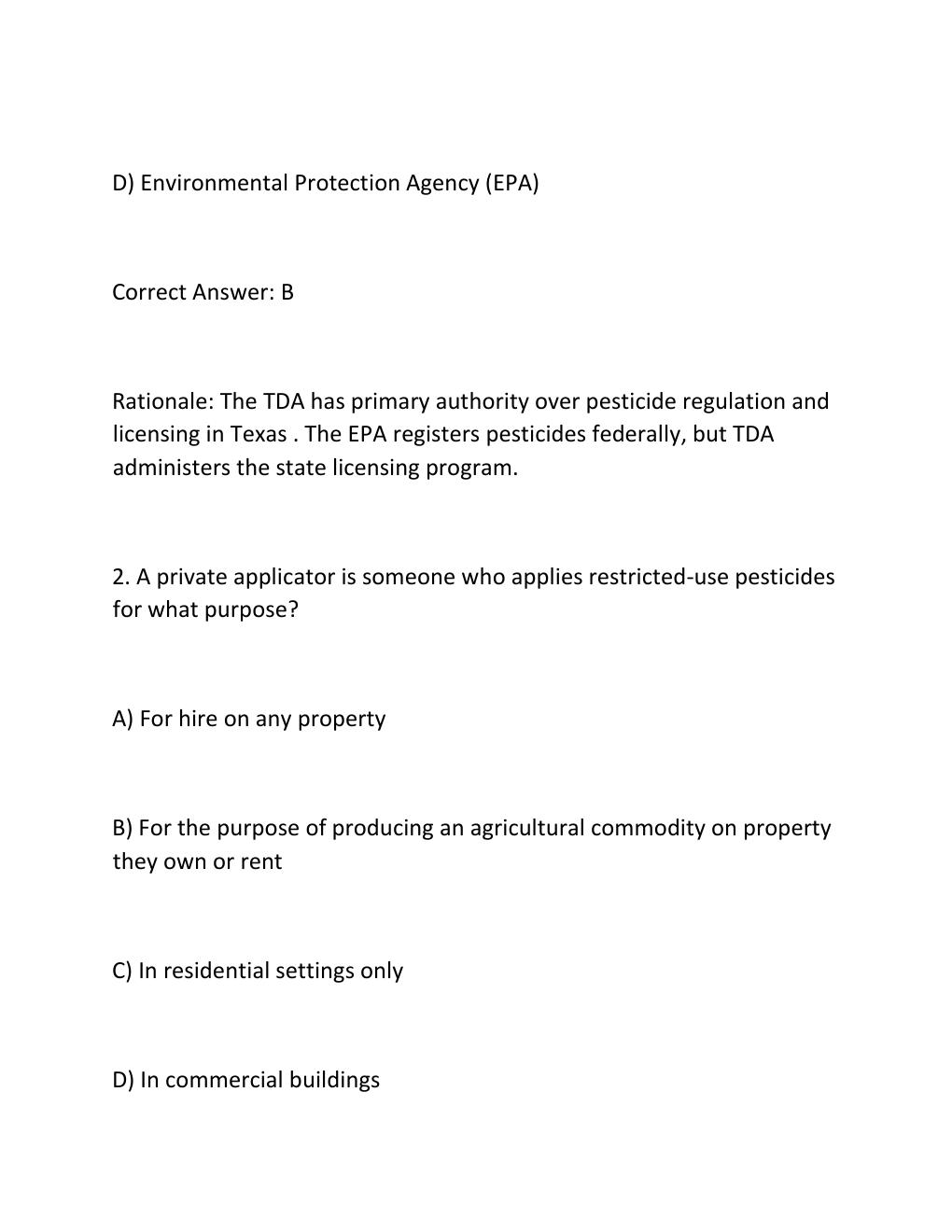 Preview page 2 of Texas Pesticide Applicators General Standards Exam Complete 300