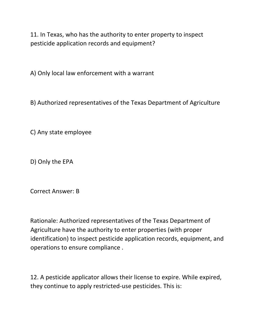 Preview page 10 of Texas Pesticide Applicators General Standards Exam Complete 300